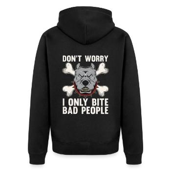 Animal Trainer Don't Worry I Only Bite Dog Trainer - Unisex Premium Organic Zip Hoodie - black - Back - Nico (187cm)