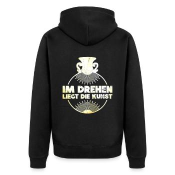 Im Drehen Liegt Die Kunst - Töpfer Töpfern - Unisex Premium Bio Zip Hoodie - Schwarz - Hinten - Nico (187cm)