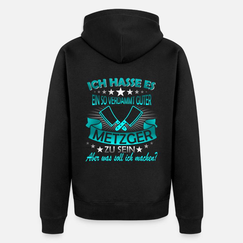 Fleischer Metzger Schlachter Schlächter - Unisex Premium Bio Zip Hoodie - Schwarz