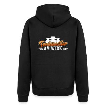 Tonkünstler Am Werk - Töpfer Töpfern - Unisex Premium Bio Zip Hoodie - Schwarz - Hinten - Nico (187cm)