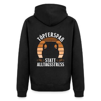 Töpferspaß Statt Alltagsstress - Töpfer Töpfern - Unisex Premium Bio Zip Hoodie - Schwarz - Hinten - Nico (187cm)