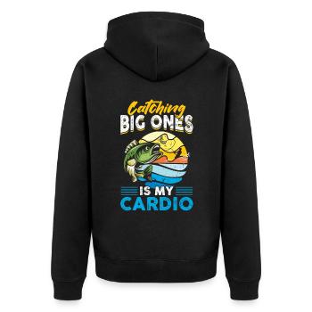 Attraper de gros est mon cardio - Pêche - Veste à capuche bio Premium Unisexe - noir - Dos - Nico (187cm)