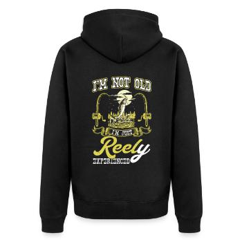 I'm Not Old - I'm Reely Experienced - Fishing - Unisex Premium Organic Zip Hoodie - black - Back - Nico (187cm)
