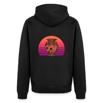 Töpferei Vase Sonnenuntergang - Töpferei Keramiker - Unisex Premium Bio Zip Hoodie - Schwarz - Hinten - Nico (187cm)