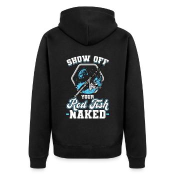 Montrez votre canne - Pêche - Veste à capuche bio Premium Unisexe - noir - Dos - Nico (187cm)