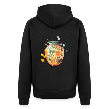 Bemalte Keramik Vase - Töpfer Keramik Künstler - Unisex Premium Bio Zip Hoodie - Schwarz - Hinten - Nico (187cm)