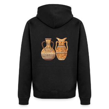Griechische Keramik Vasen - Töpferei Keramiker - Unisex Premium Bio Zip Hoodie - Schwarz - Hinten - Nico (187cm)