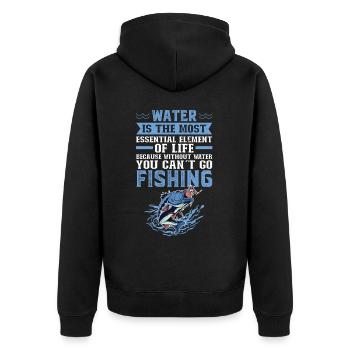 Water Is For Fishing - Fisherman And Angler - Unisex Premium Organic Zip Hoodie - black - Back - Nico (187cm)