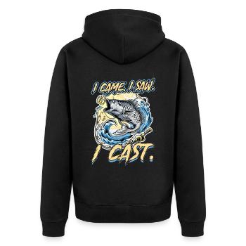 I Came. I Saw. I Cast. -Fishing - Unisex Premium Organic Zip Hoodie - black - Back - Nico (187cm)