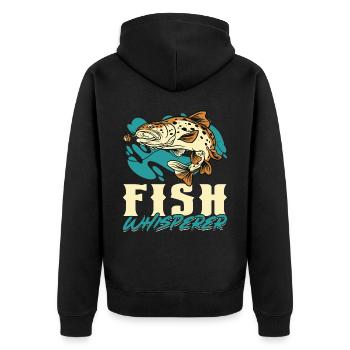 Fish Whisperer - Fishing - Unisex Premium Bio Zip Hoodie - Schwarz - Hinten - Nico (187cm)