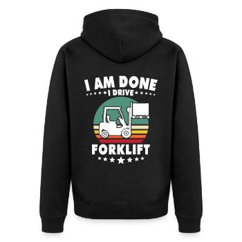 Forklift Forklift Driver - Unisex Premium Organic Zip Hoodie - black - Back - Nico (187cm)