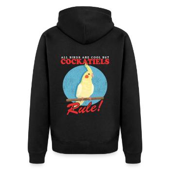 Nymphensittiche Vogelbesitzer Vogel Geschenk - Unisex Premium Bio Zip Hoodie - Schwarz - Hinten - Nico (187cm)