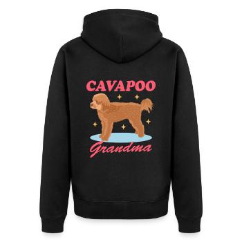 Cavapoo Grandma | Cavoodle Dog Owner Gift - Unisex Premium Organic Zip Hoodie - black - Back - Nico (187cm)