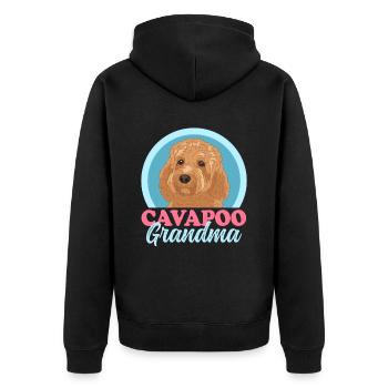 Cavapoo Grandma Dog Owner Cavoodle Gift - Unisex Premium Organic Zip Hoodie - black - Back - Nico (187cm)