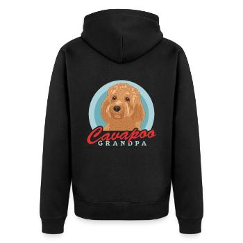 Cavapoo Grandpa Cavoodle Dog Owner Gift - Unisex Premium Organic Zip Hoodie - black - Back - Nico (187cm)
