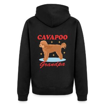 Cavapoo Grandpa Cavoodle Dog Owner Gift - Unisex Premium Organic Zip Hoodie - black - Back - Nico (187cm)