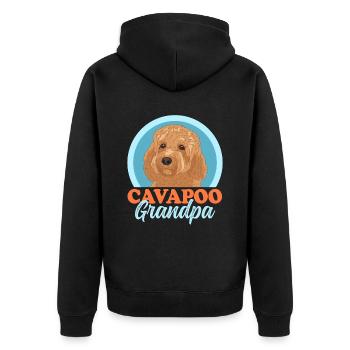 Cavapoo Grandpa Hundebesitzer Cavoodle Geschenk - Unisex Premium Bio Zip Hoodie - Schwarz - Hinten - Nico (187cm)