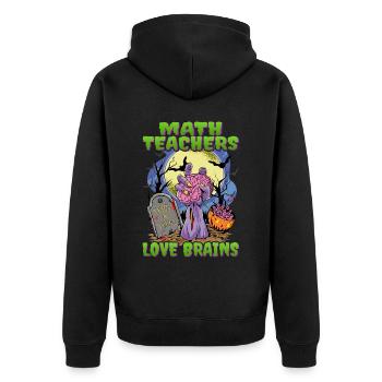 Mathe-Lehrer-Zombie-Hand Halloween - Unisex Premium Bio Zip Hoodie - Schwarz - Hinten - Nico (187cm)