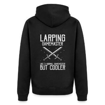 Schwertkampf für Live-Action-Rollenspiele und Larp - Unisex Premium Bio Zip Hoodie - Schwarz - Hinten - Nico (187cm)