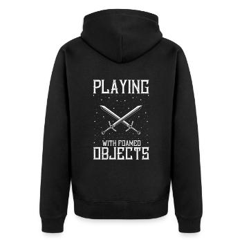 Schwertkampf für Live-Action-Rollenspiele und Larp - Unisex Premium Bio Zip Hoodie - Schwarz - Hinten - Nico (187cm)