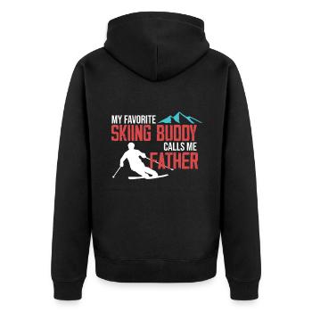 Skifahren Buddy Calls Me Father Ski Schnee - Unisex Premium Bio Zip Hoodie - Schwarz - Hinten - Nico (187cm)