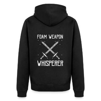 Larping Quote for Roleplaying and Larper - Unisex Premium Organic Zip Hoodie - black - Back - Nico (187cm)