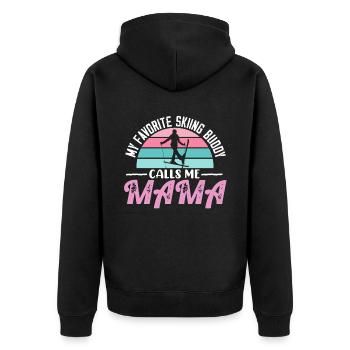Skifahren Buddy Calls Me Mama Ski Schnee - Unisex Premium Bio Zip Hoodie - Schwarz - Hinten - Nico (187cm)