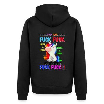 Ich Gebe Kein Lustiges Einhorn - Unisex Premium Bio Zip Hoodie - Schwarz - Hinten - Nico (187cm)