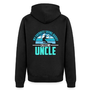 Skifahren Buddy Calls Me Onkel Ski Schnee - Unisex Premium Bio Zip Hoodie - Schwarz - Hinten - Nico (187cm)