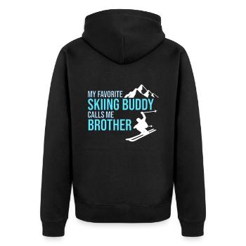 Skifahren Buddy Calls Me Brother Ski Schnee - Unisex Premium Bio Zip Hoodie - Schwarz - Hinten - Nico (187cm)