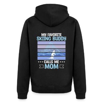 Skifahren Buddy Calls Me Mom Ski Schnee Skifahrer - Unisex Premium Bio Zip Hoodie - Schwarz - Hinten - Nico (187cm)