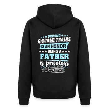 Gartenbahn Spur G Papa - Unisex Premium Bio Zip Hoodie - Schwarz - Hinten - Nico (187cm)