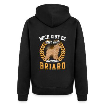 Mich gibt es nur mit Briard Berger de Brie - Unisex Premium Bio Zip Hoodie - Schwarz - Hinten - Nico (187cm)