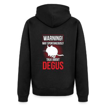 Redet über Degu Nagetier Stauchratte - Unisex Premium Bio Zip Hoodie - Schwarz - Hinten - Nico (187cm)