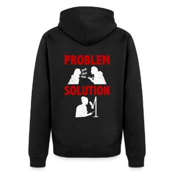 Podcast Hosting Podcaster Problem Solution Hobby - Unisex Premium Organic Zip Hoodie - black - Back - Nico (187cm)