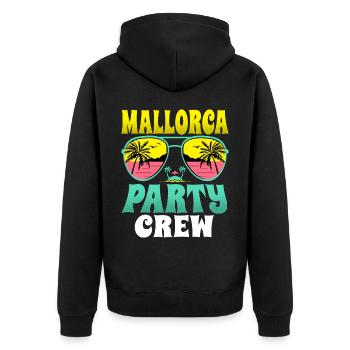 Mallorca Party Crew - Unisex Premium Bio Zip Hoodie - Schwarz - Hinten - Nico (187cm)