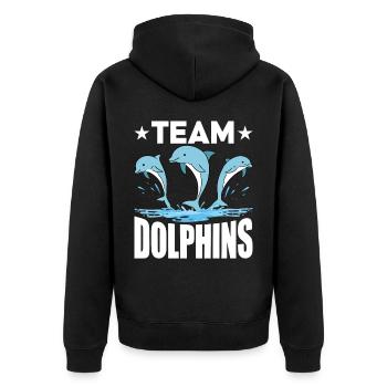 Team Dolphins - Unisex Premium Organic Zip Hoodie - black - Back - Nico (187cm)