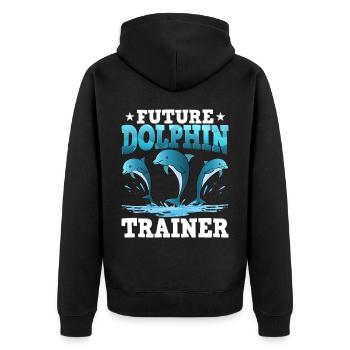 Future Dolphin Trainer - Unisex Premium Organic Zip Hoodie - black - Back - Nico (187cm)