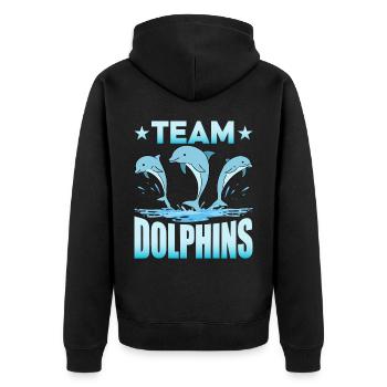 Team Dolphins - Unisex Premium Organic Zip Hoodie - black - Back - Nico (187cm)