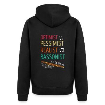 Fagottrohr für Fagottist und Fagottorchester - Unisex Premium Bio Zip Hoodie - Schwarz - Hinten - Nico (187cm)