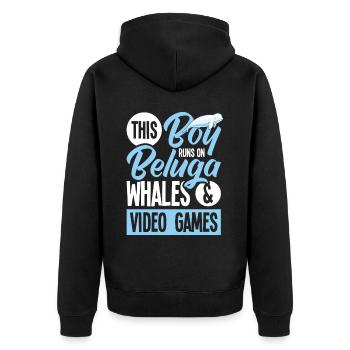 Beluga Whale Beluga Whale Whale Watching Gaming Dolphin - Unisex Premium Organic Zip Hoodie - black - Back - Nico (187cm)
