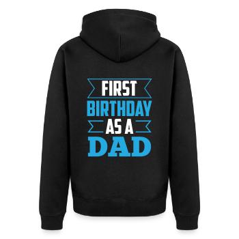 Premier anniversaire en tant que papa fête papa papa - Veste à capuche bio Premium Unisexe - noir - Dos - Nico (187cm)