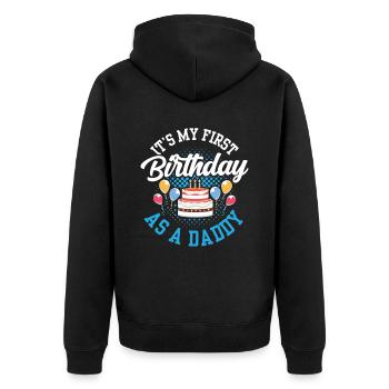 Mon premier anniversaire en tant que papa fête papa papa papa papa - Veste à capuche bio Premium Unisexe - noir - Dos - Nico (187cm)