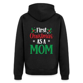 Das Erste Weihnachten Als Mutter Familie Schwanger - Unisex Premium Bio Zip Hoodie - Schwarz - Hinten - Nico (187cm)