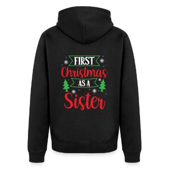 Premier Noël en tant que sœur de famille enceinte - Veste à capuche bio Premium Unisexe - noir - Dos - Nico (187cm)