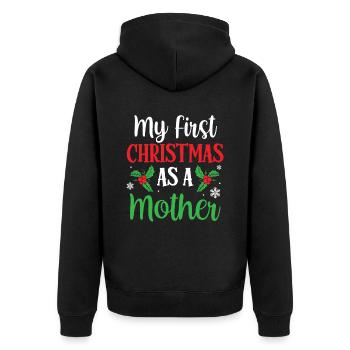 Mein Erstes Weihnachten Als Mutter Schwanger - Unisex Premium Bio Zip Hoodie - Schwarz - Hinten - Nico (187cm)