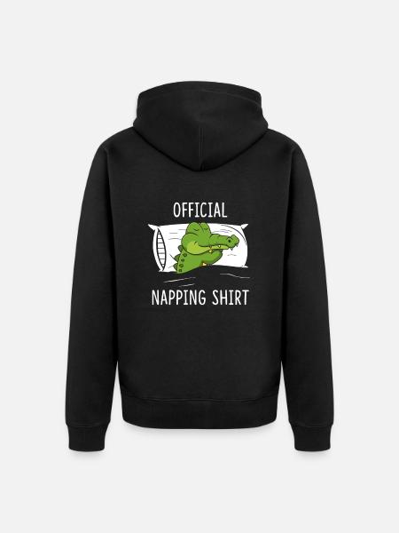 Official Napping Shirt Crocodile - Unisex Premium Bio Zip Hoodie - Schwarz