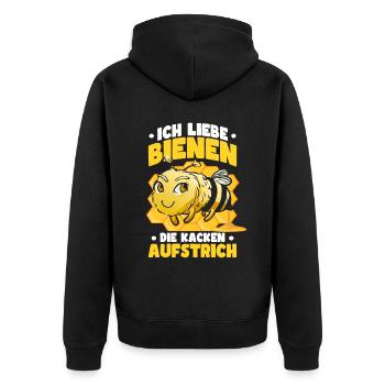 Lustiges Bienen Imker Imkerei Bienenzüchter - Unisex Premium Bio Zip Hoodie - Schwarz - Hinten - Nico (187cm)