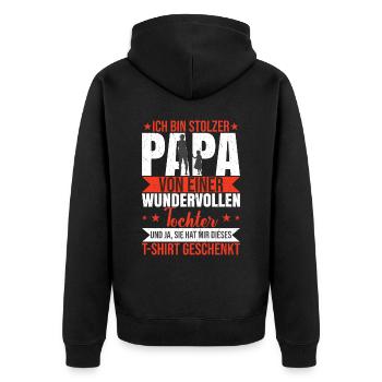 Papa Tochter Geschenk Vatertag 2023 - Unisex Premium Bio Zip Hoodie - Schwarz - Hinten - Nico (187cm)