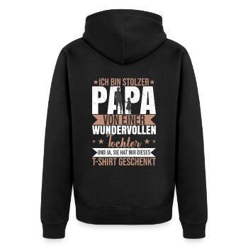 Stolzer Papa von einer wundervollen Tochter - Unisex Premium Bio Zip Hoodie - Schwarz - Hinten - Nico (187cm)